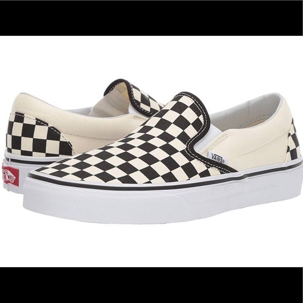 Womens Checkered off white Vans slip ons size 6